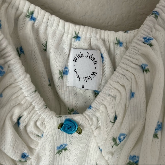 With Jean Brigette Top and Dylan Skirt Set in Blue Floral Pointelle - Picture 4 of 8